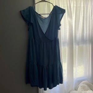 Blue V neck mini dress